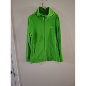 Adidas Womens Lime Green Full Zip Fleece Jacket High Neck Track Jacket Size S